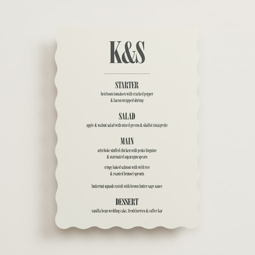 This is a ash menu cards with standard by Kelly Watkins called flynn printing on signature in standard