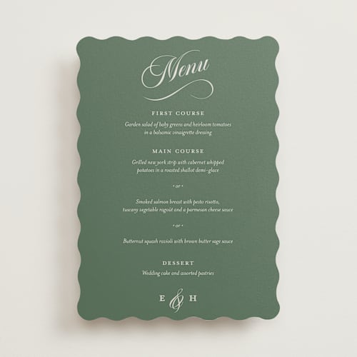 This is a garden menu cards with standard by Alston Foster called enchanted printing on signature in standard