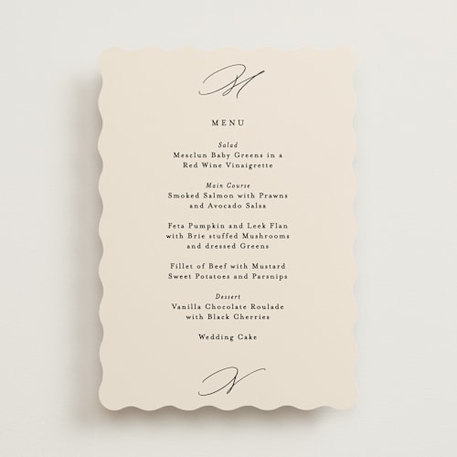 This is a ivory menu cards with standard by Angela Thompson called infinite printing on signature in standard