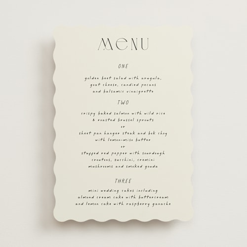 This is a onyx menu cards with standard by Alaina Cherup called la graine printing on signature in standard