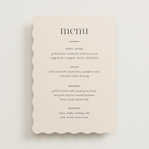This is a noir menu cards with standard by Jessica Corliss called little party big love printing on signature in standard