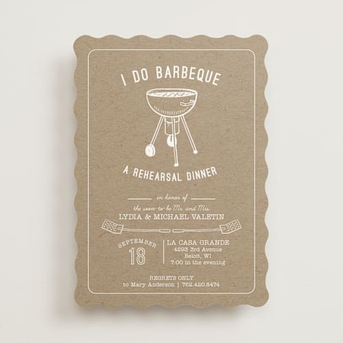 This is a kraft rehearsal dinner invitations with standard by Lani Kai Peterson called i do bbq printing on signature in standard