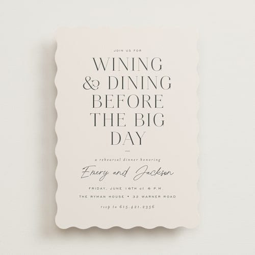 This is a linen rehearsal dinner invitations with standard by Sara Hicks Malone called wine & dine printing on signature in standard