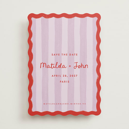 This is a ruby save the date with standard by Pink House Press called paris printing on signature in standard