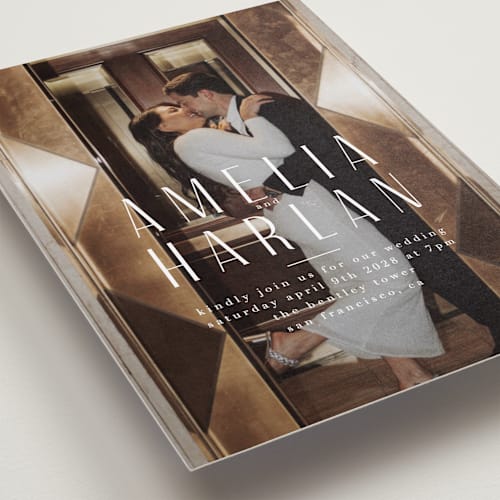 This is a snow wedding invitations with standard by Lori Wemple called photo printing on recycled smooth signature in grand