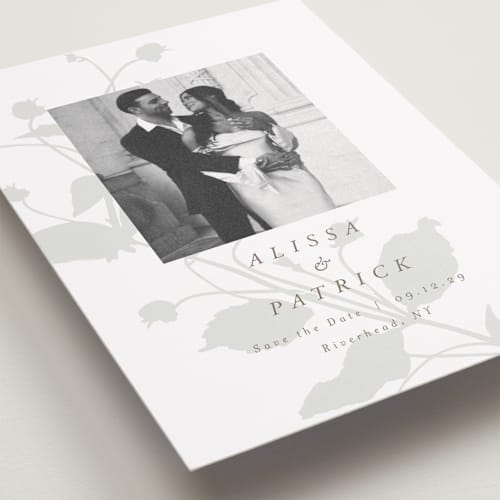 This is a fawn save the date with standard by AK Graphics called autumnal printing on recycled smooth signature in grand