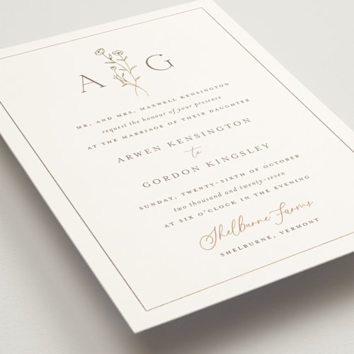This is a chiffon wedding invitations with foil pressed by chocomocacino called kouignette printing on signature in grand