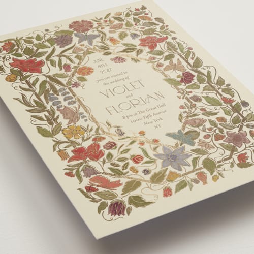 This is a mint wedding invitations with foil pressed by Simona Camp called radiant botany printing on signature in grand