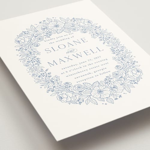 This is a nova wedding invitations with standard by Kristen Smith called wild roses printing on signature in grand