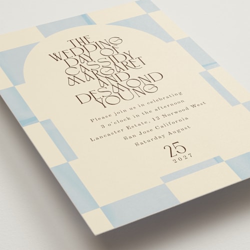 This is a ivory wedding invitations with standard by Baumbirdy called checker wash printing on signature in grand