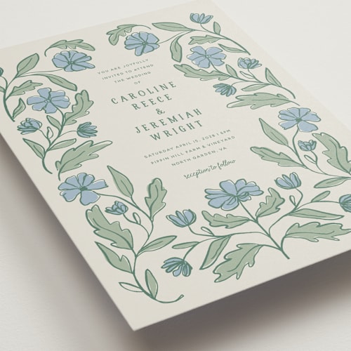 This is a garden wedding invitations with standard by Kelly Watkins called botanical printing on signature in grand