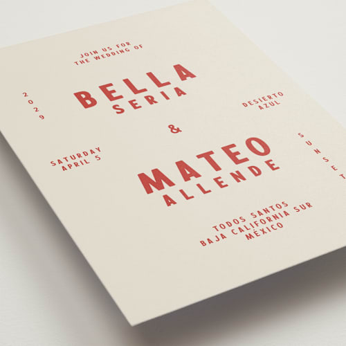 This is a sierra wedding invitations with standard by Ani Somi called coyota printing on signature in grand