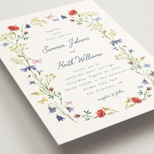 This is a ivory wedding invitations with standard by frau brandt called wildflower romance printing on signature in grand