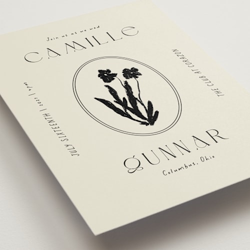 This is a onyx wedding invitations with standard by Alaina Cherup called la graine printing on signature in grand