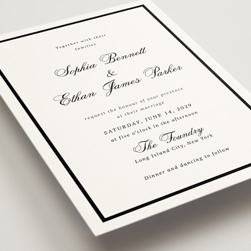 This is a mystic raven wedding invitations with standard by Cass Loh called chic union printing on signature in grand