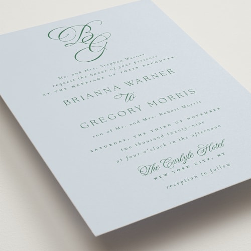 This is a sky wedding invitations with standard by Everett Paper Goods called carlyle printing on signature in grand