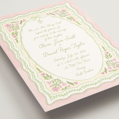 This is a rosebud wedding invitations with standard by Creo Study called folk garden printing on signature in grand