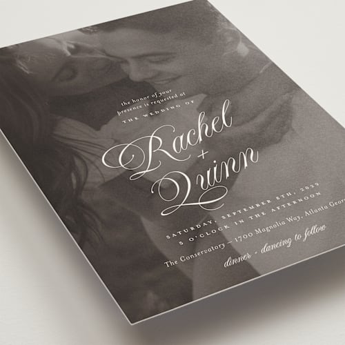This is a ivory wedding invitations with standard by Paper Raven Co. called vintage romance printing on signature in grand