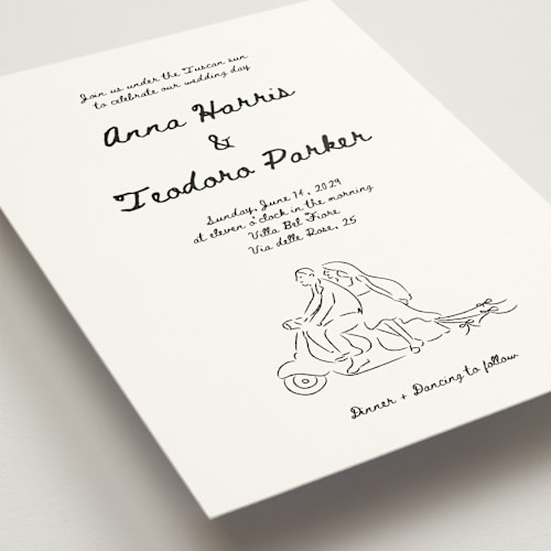 This is a nero wedding invitations with standard by Helena Vitto called amore mio printing on signature in grand