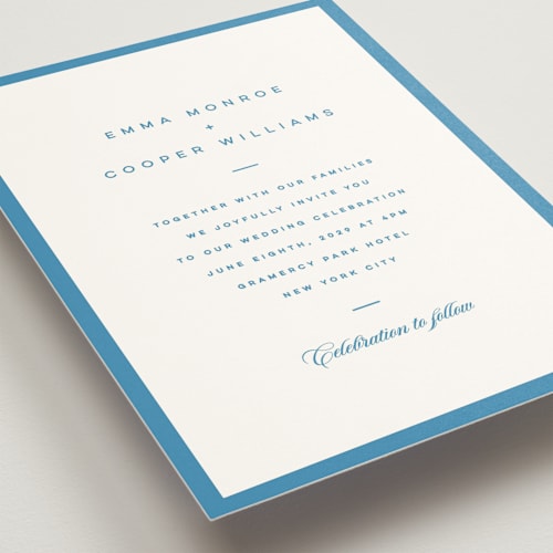 This is a cerulean wedding invitations with standard by Kristie Kern called the emma printing on signature in grand