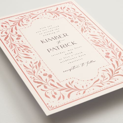 This is a peony wedding invitations with standard by Ashley DeMeyere called porcelain printing on signature in grand