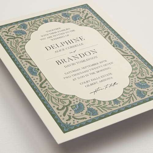 This is a robin's egg wedding invitations with standard by Jen Owens called century printing on signature in grand