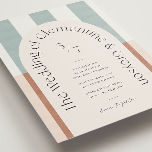 This is a almond wedding invitations with standard by Blustery August called trois printing on signature in grand