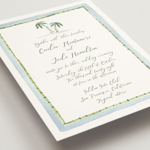 This is a celeste wedding invitations with standard by Pati Cascino called alento printing on signature in grand