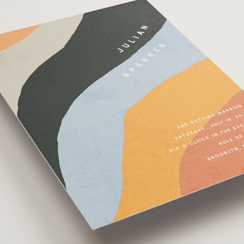 This is a sunset wedding invitations with standard by Robin Ott called canyon wall printing on signature in grand