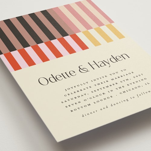 This is a petal wedding invitations with standard by Morgan Kendall called quilted grid printing on signature in grand