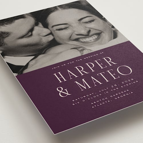 This is a plum wedding invitations with standard by Nicole Walsh called close-up printing on signature in grand