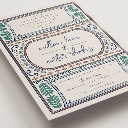 This is a neptune wedding invitations with standard by Kelly Watkins called vase printing on signature in grand