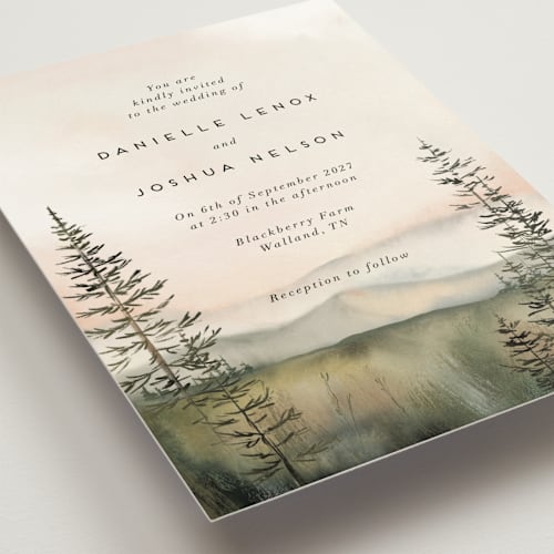 This is a forest wedding invitations with standard by Petra Kern called every single dawn with you printing on signature in grand