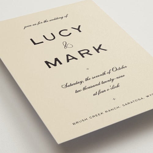 This is a noir wedding invitations with standard by Ani Somi called rose ink printing on signature in grand