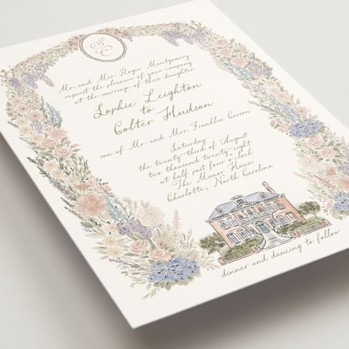 This is a petal wedding invitations with standard by Jenna Holcomb called charlotte printing on signature in grand