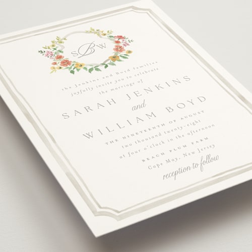 This is a hibiscus wedding invitations with standard by Everett Paper Goods called chelsea printing on signature in grand