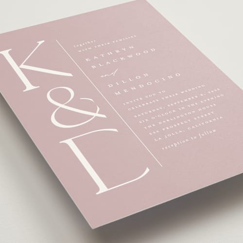 This is a rose wedding invitations with standard by Erica Krystek called modern monogram printing on signature in grand