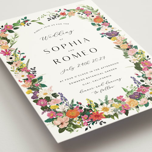 This is a daisy wedding invitations with standard by Susan Moyal called secret garden printing on signature in grand