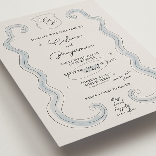 This is a celestial wedding invitations with standard by Helena Vitto called modern fairy tale printing on signature in grand