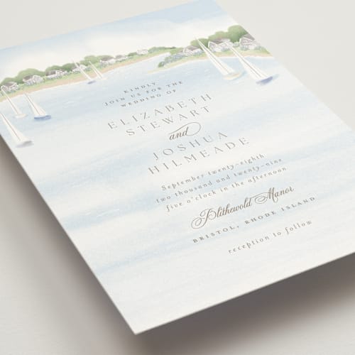 This is a aqua wedding invitations with standard by Jennifer Wick called bristol printing on signature in grand