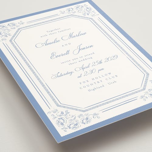 This is a sky wedding invitations with standard by Robert and Stella called constance printing on signature in grand