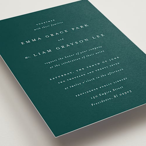 This is a emerald wedding invitations with standard by Design Lotus called a thousand years printing on signature in grand