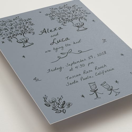 This is a sky wedding invitations with standard by Ani Somi called roses printing on signature in grand