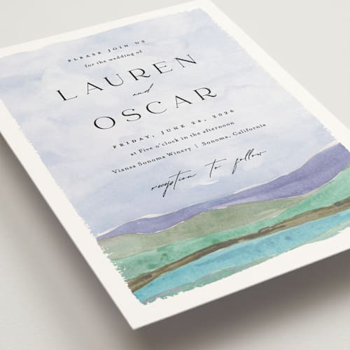 This is a pacific wedding invitations with standard by Pixel and Hank called countryside printing on signature in grand