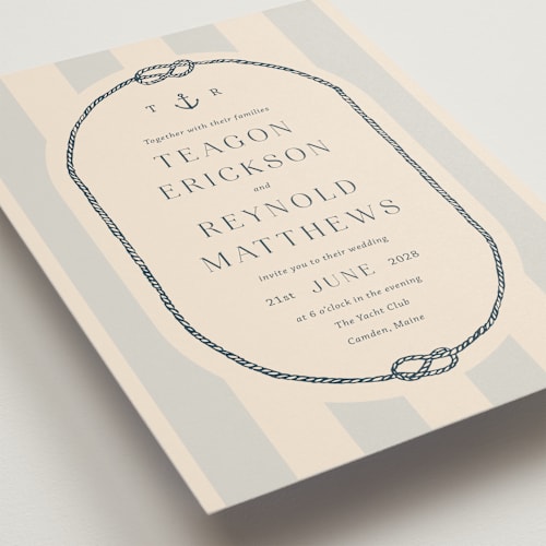 This is a sea breeze wedding invitations with standard by Rebecca Durflinger called nautical nuptials printing on signature in grand