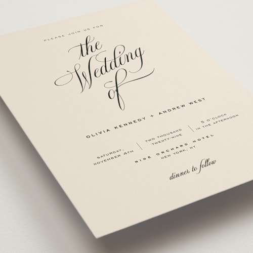 This is a almond wedding invitations with standard by Eric Clegg called modern romance printing on signature in grand