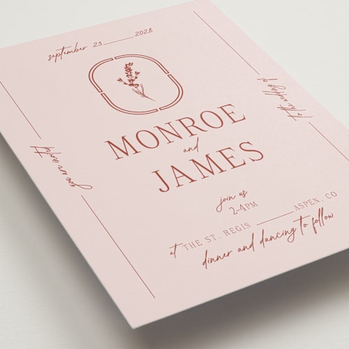 This is a wine wedding invitations with standard by Jen Ramsey called classic and floral printing on signature in grand