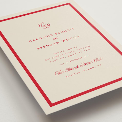 This is a rosso wedding invitations with standard by Kelly Schmidt called coast printing on signature in grand