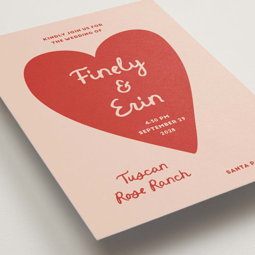 This is a blush wedding invitations with standard by Ani Somi called big heart wedding printing on signature in grand