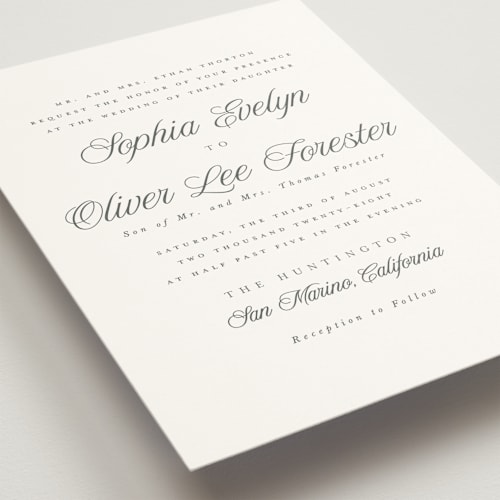 This is a graphite wedding invitations with standard by Leah Bisch called beautiful day printing on signature in grand